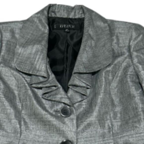 Kasper Silver Gray Metallic 2Piece Skirt Suit Size 6P - Picture 5 of 9